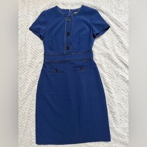 Karl Lagerfeld Navy Button-Front Midi Dress